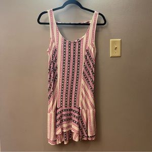 Free People Pink and Black Striped boho Mini Dress